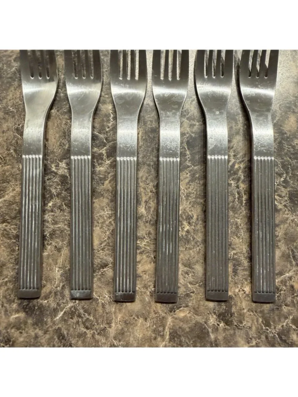 6 Dansk Thebe Stainless Dinner Forks Japan Satin Ribbed Flatware Replacement